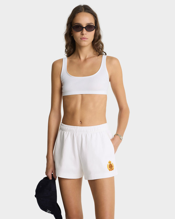 Sporty & Rich NY Crest Embroidered Disco Short - White
