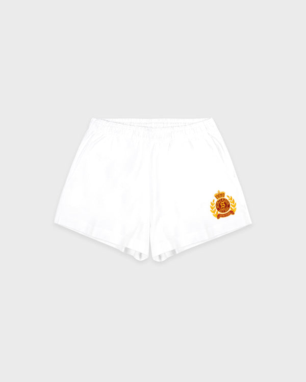 sporty & rich NY Crest Embroidered Disco Short - White