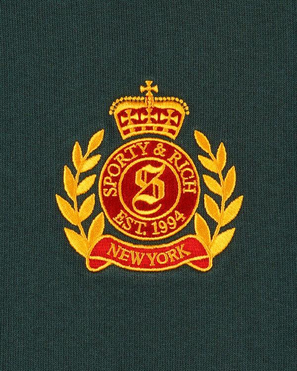 Sporty & Rich NY Crest Embroidered Hoodie - Forest
