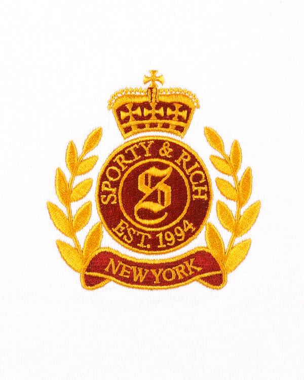 Sporty & Rich NY Crest Embroidered Quarter Zip - White