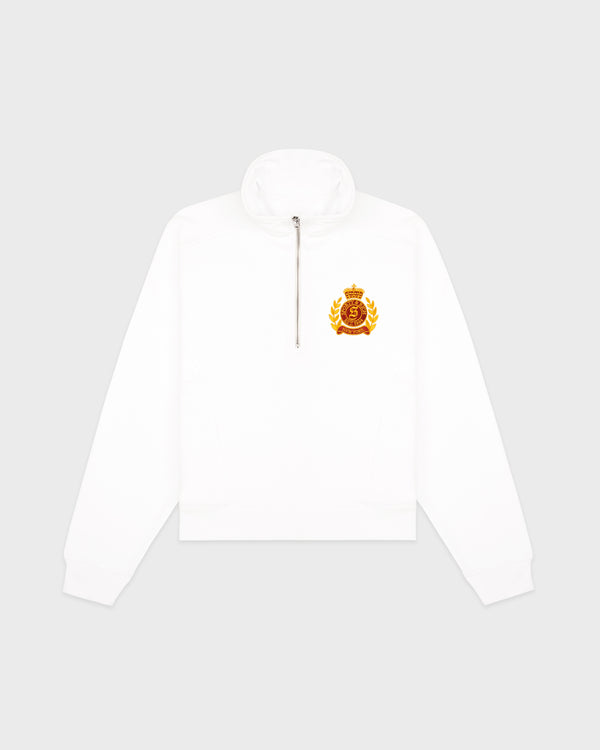 sporty & rich NY Crest Embroidered Quarter Zip - White