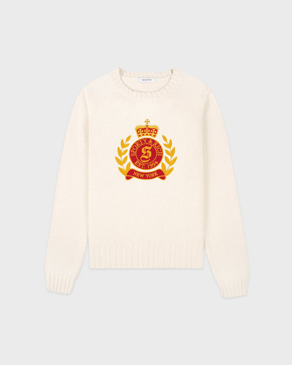 sporty & rich NY Crest Knitted Sweater - Ecru