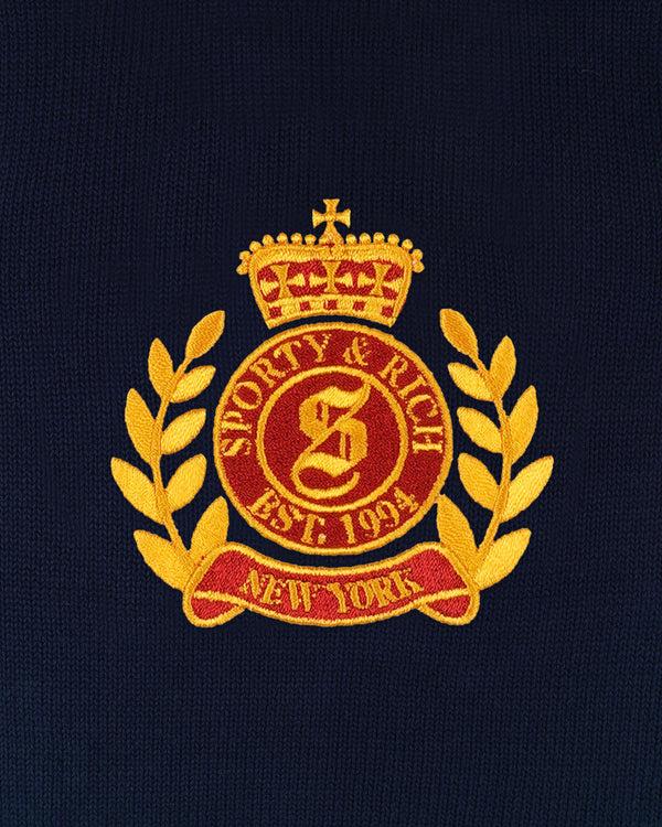 Sporty & Rich NY Crest Knitted Sweater - Navy