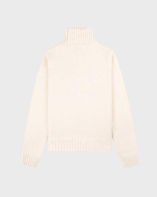 Sporty & Rich NY Crest Knitted Turtleneck - Ecru