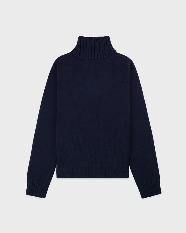 Sporty & Rich NY Crest Knitted Turtleneck - Navy