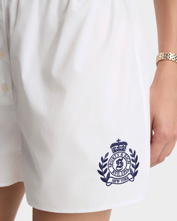 Sporty & Rich NY Crest Mini Boxer - White/Navy