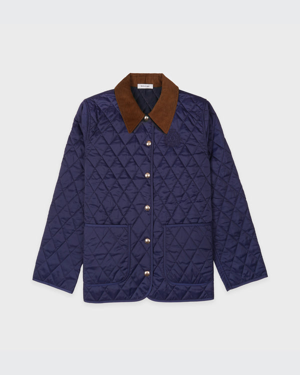 sporty & rich NY Crest Nylon Quilted Jacket - Navy/Tan