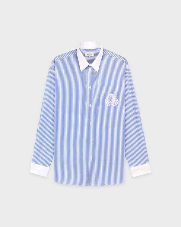 sporty & rich NY Crest Oversized Shirt - Navy Stripe