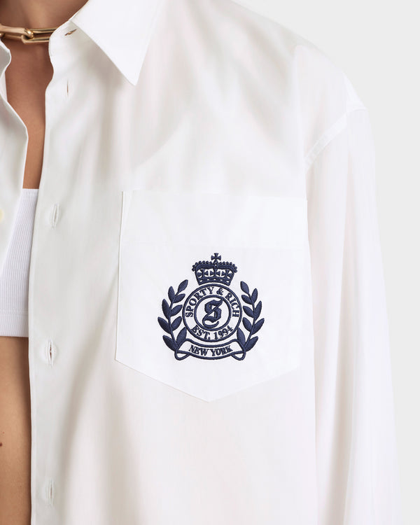 Sporty & Rich NY Crest Oversized Shirt - White/Navy