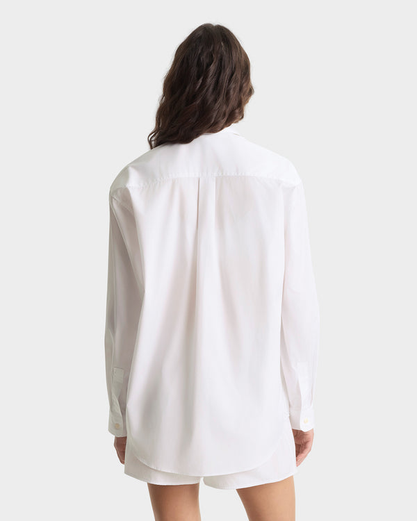 Sporty & Rich NY Crest Oversized Shirt - White/Navy