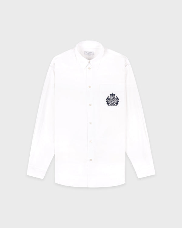 sporty & rich NY Crest Oversized Shirt - White/Navy