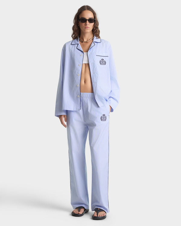 Sporty & Rich NY Crest Pyjama Pants - Blue Stripe