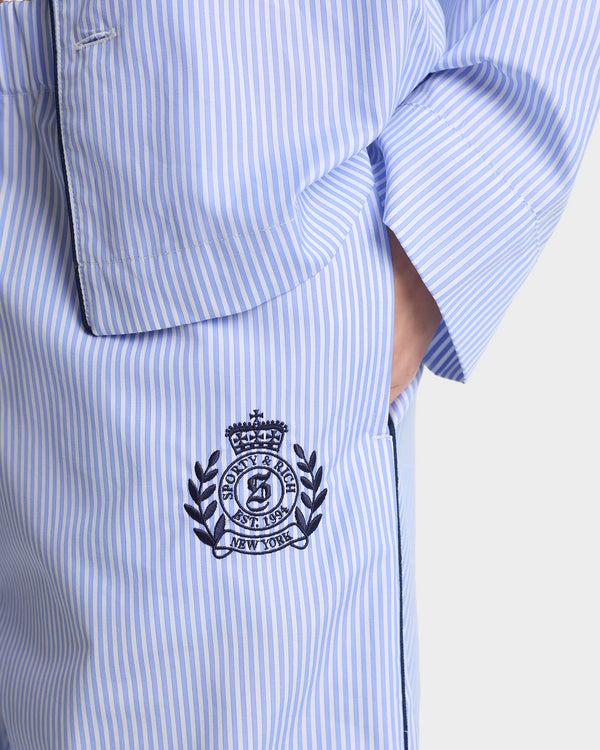 Sporty & Rich NY Crest Pyjama Pants - Blue Stripe