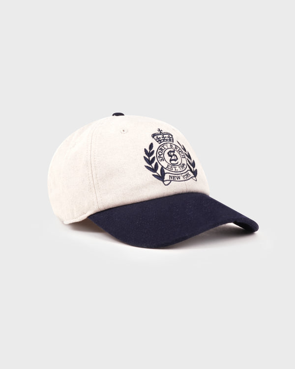 Sporty & Rich NY Crest Wool Hat - Ecru/Navy