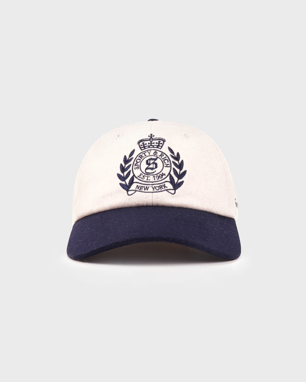 Sporty & Rich NY Crest Wool Hat - Ecru/Navy