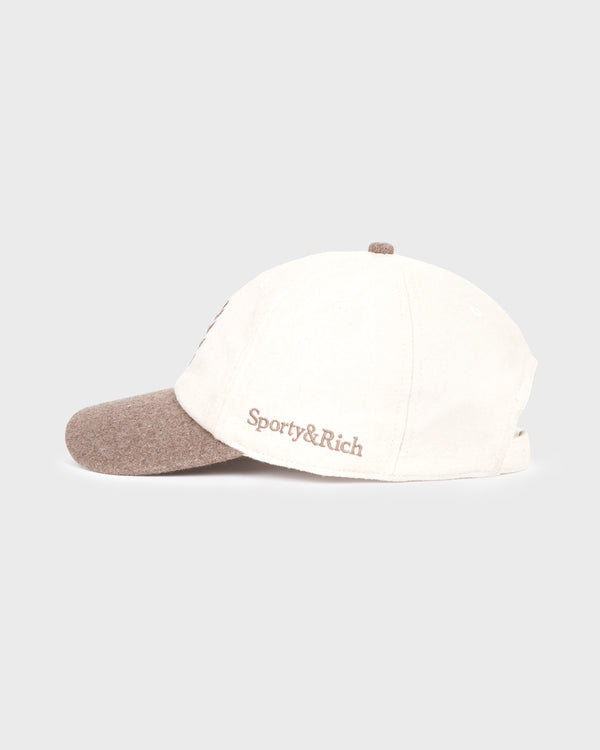 Sporty & Rich NY Crest Wool Hat - Ecru/Toffee