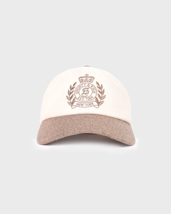 sporty & rich NY Crest Wool Hat - Ecru/Toffee