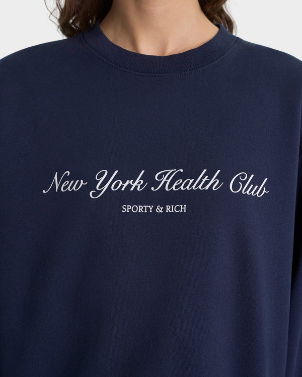 Sporty & Rich NY Health Club Crewneck - Navy/Ecru