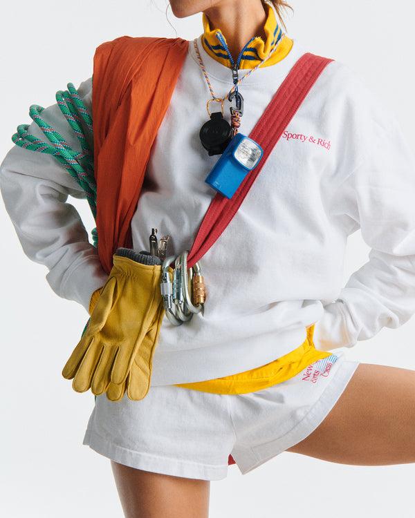 Sporty & Rich NY Motion Crewneck - White/Berry/Azure