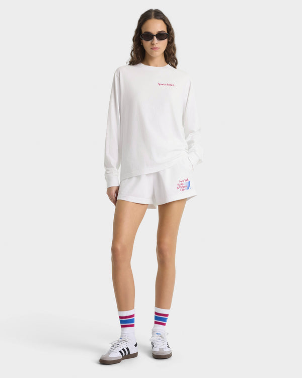 Sporty & Rich NY Motion Crewneck - White/Berry/Azure