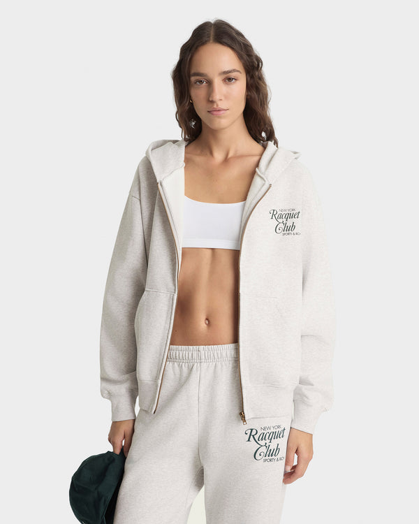 Sporty & Rich NYRC Zip Hoodie - Heather Gray/Forest