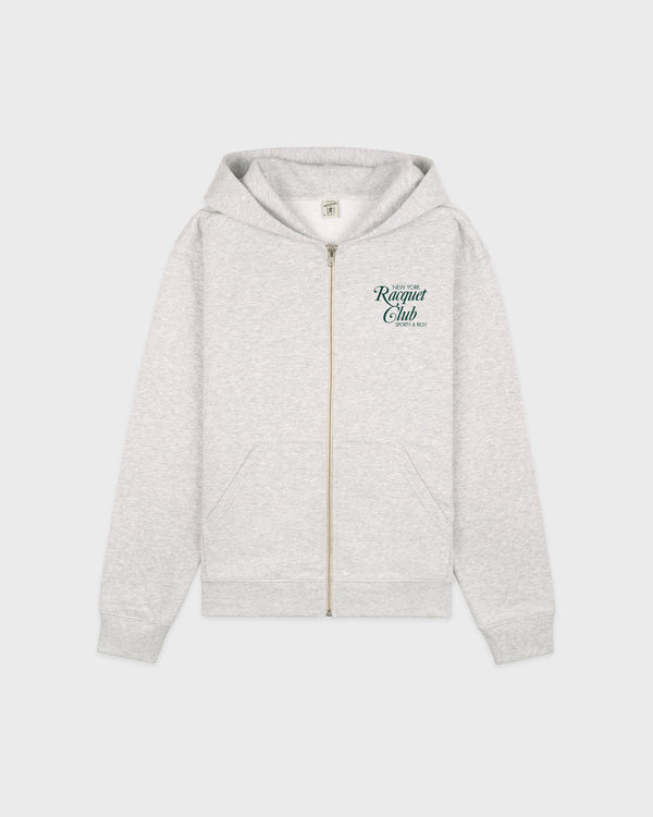 sporty & rich NYRC Zip Hoodie - Heather Gray/Forest