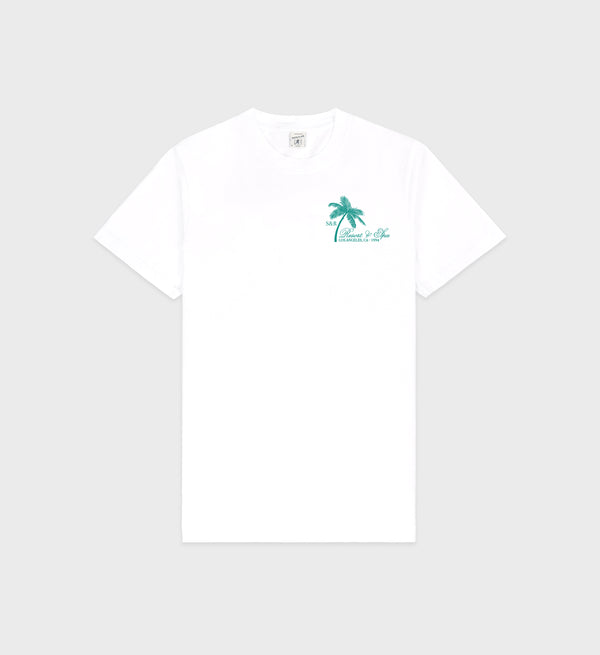 sporty & rich Palms T-Shirt - White/Spring Green