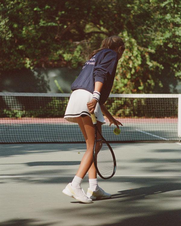 Sporty & Rich Play Tennis Quarter Zip - Navy/White