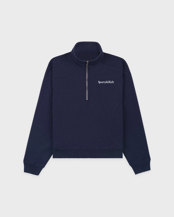 sporty & rich Play Tennis Quarter Zip - Navy/White