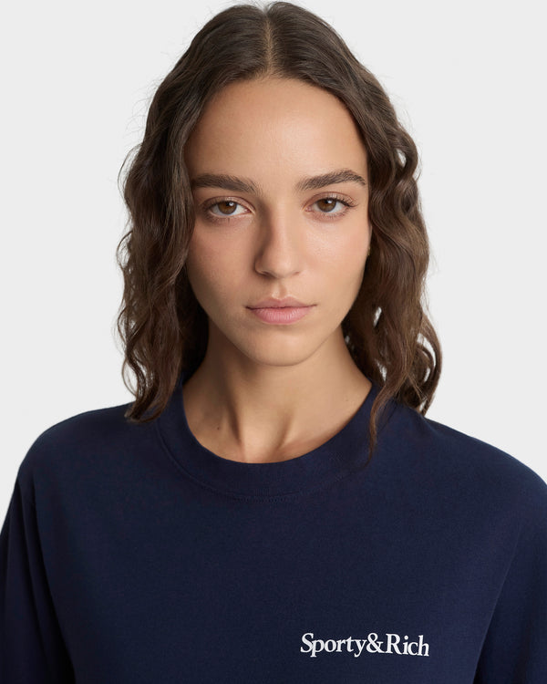 Sporty & Rich Play Tennis T-Shirt - Navy/White