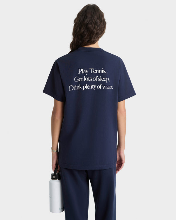 Sporty & Rich Play Tennis T-Shirt - Navy/White