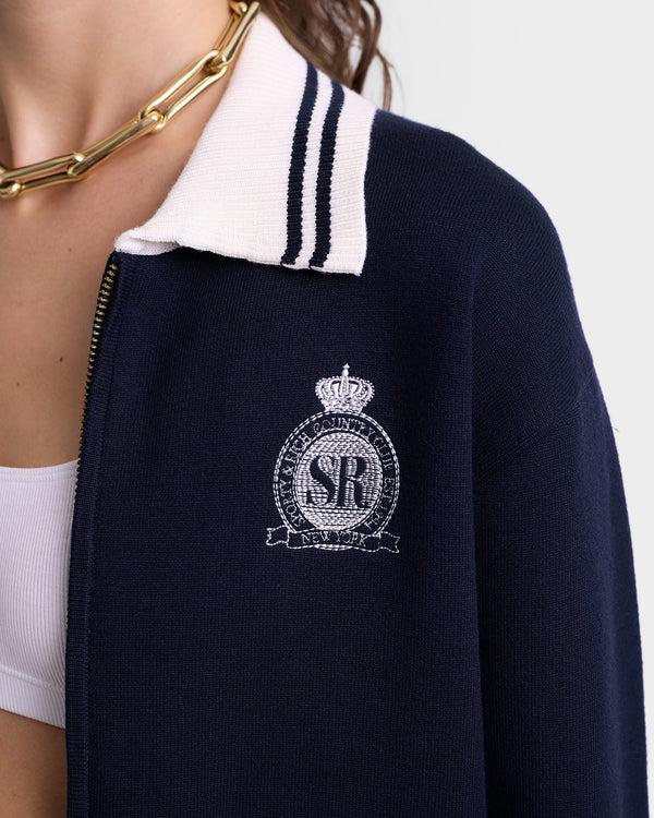 Sporty & Rich Royal Club Zipped Cardigan - Navy/White