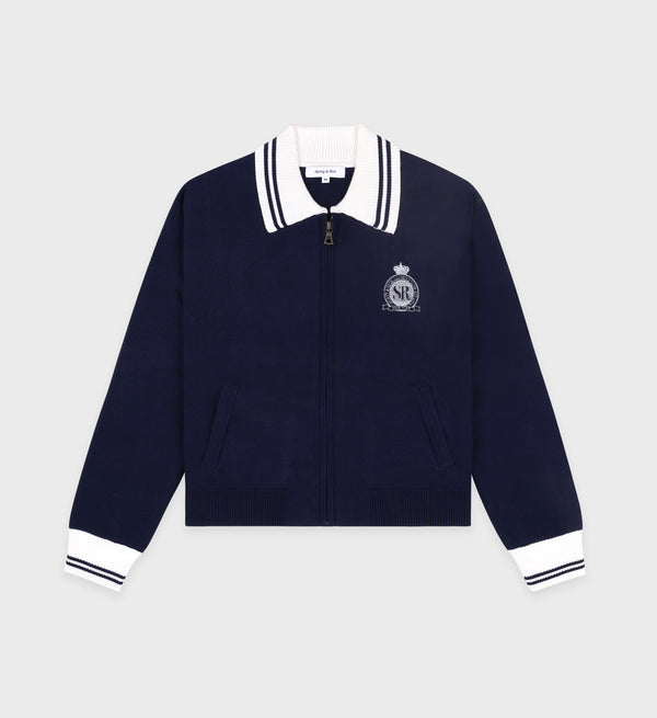 sporty & rich Royal Club Zipped Cardigan - Navy/White