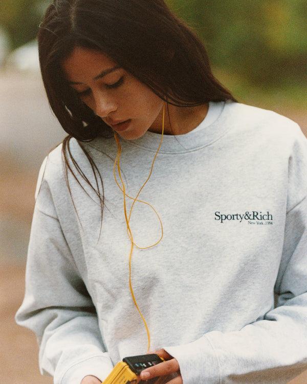 Sporty & Rich Run Club Crewneck - Heather Gray/Navy