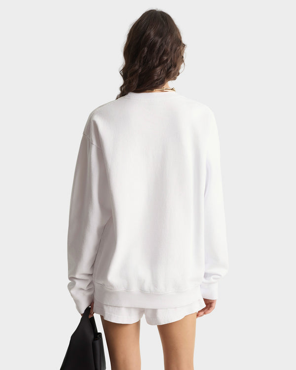 Sporty & Rich Run Club Crewneck - White/Ruby