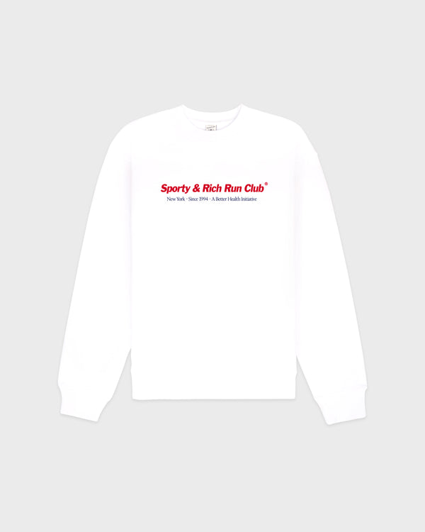 sporty & rich Run Club Crewneck - White/Ruby