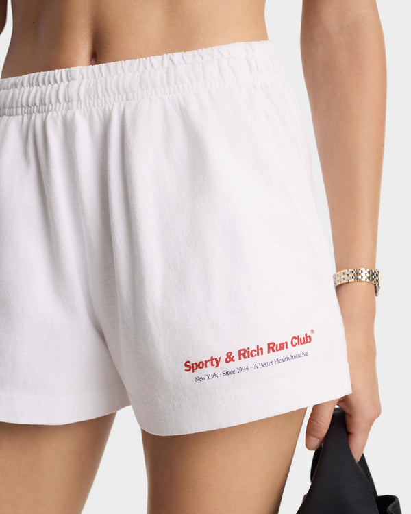 Sporty & Rich Run Club Disco Short - White/Ruby