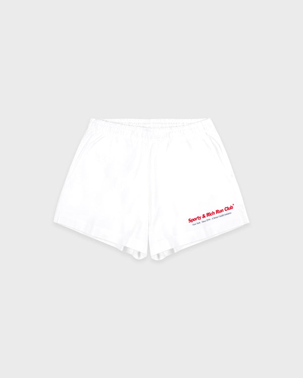 sporty & rich Run Club Disco Short - White/Ruby