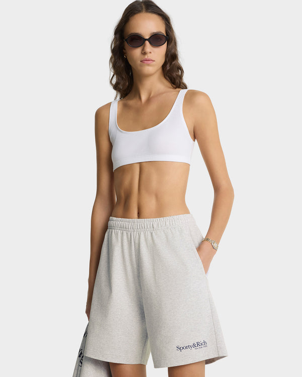 Sporty & Rich Run Club Gym Short - Heather Gray/Navy