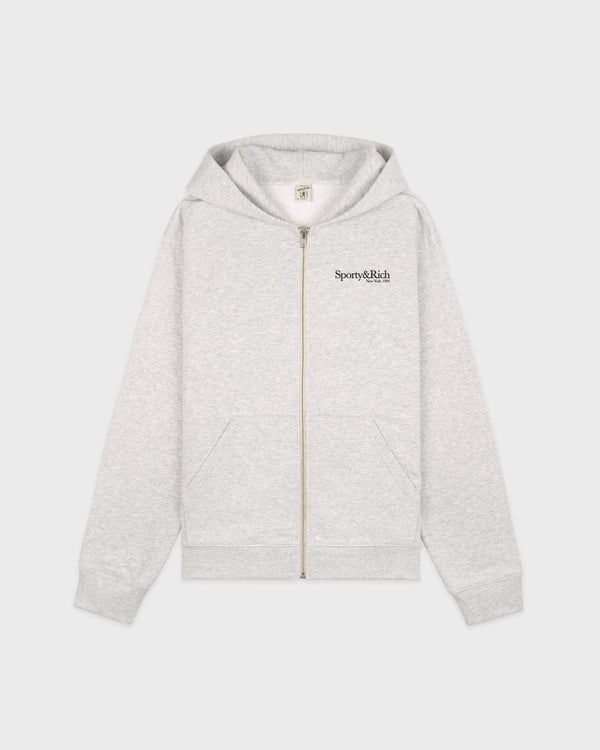 sporty & rich Run Club Zip Hoodie - Heather Gray/Black