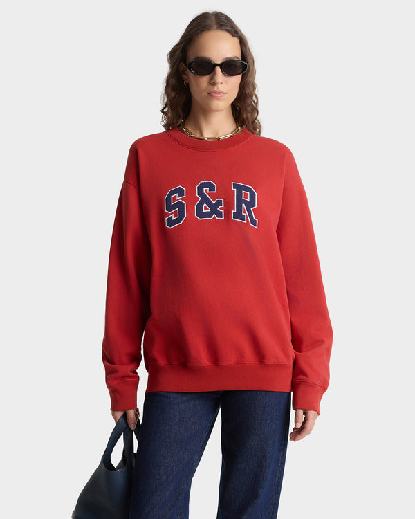 Sporty & Rich S&R Ivy Crewneck - Ruby/Navy
