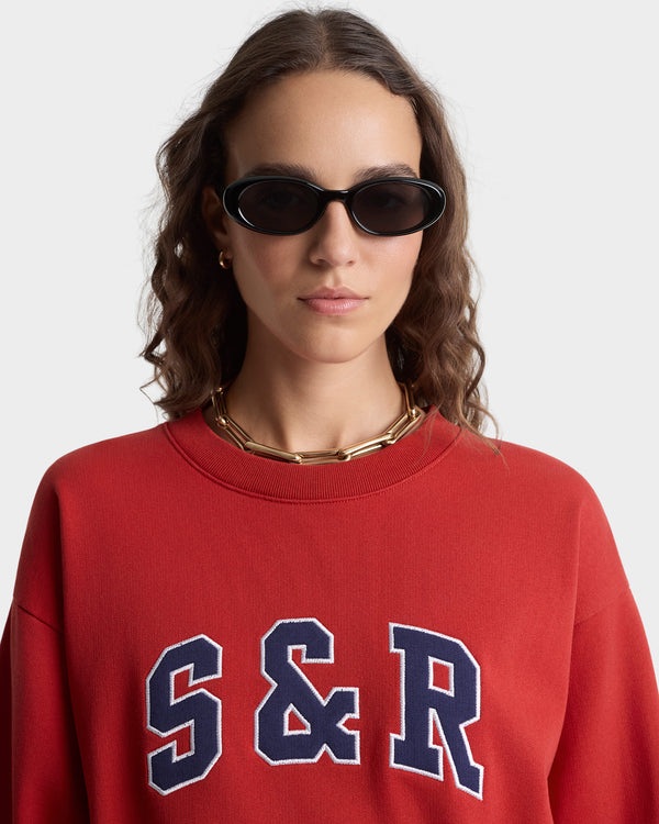 Sporty & Rich S&R Ivy Crewneck - Ruby/Navy