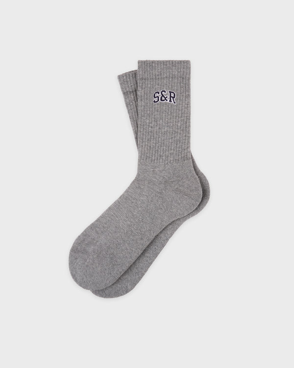 sporty & rich S&R Ivy Socks - Heather Gray/Navy