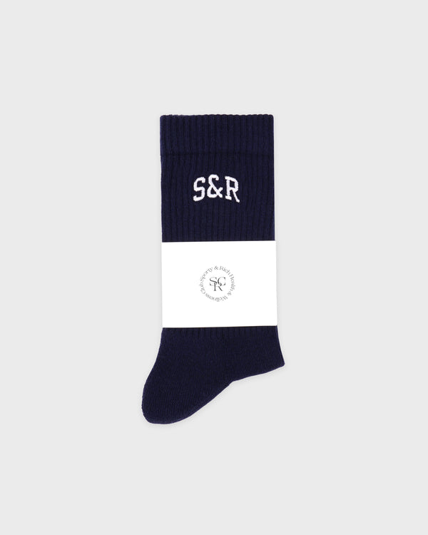 Sporty & Rich S&R Ivy Socks - Navy/White