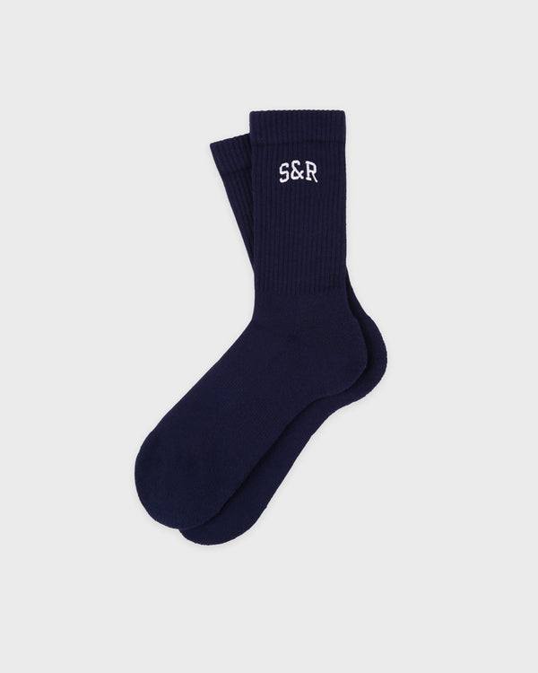 sporty & rich S&R Ivy Socks - Navy/White