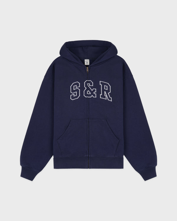 sporty & rich S&R Ivy Zip Hoodie - Navy/White