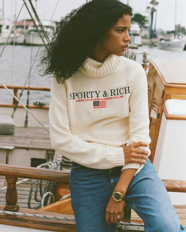 Sporty & Rich S&R Nautical Knitted Turtleneck - Ecru
