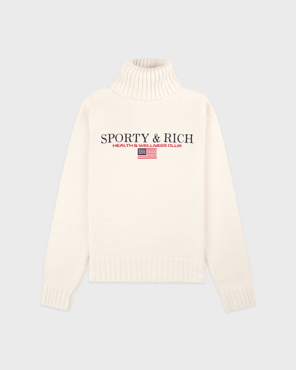 sporty & rich S&R Nautical Knitted Turtleneck - Ecru