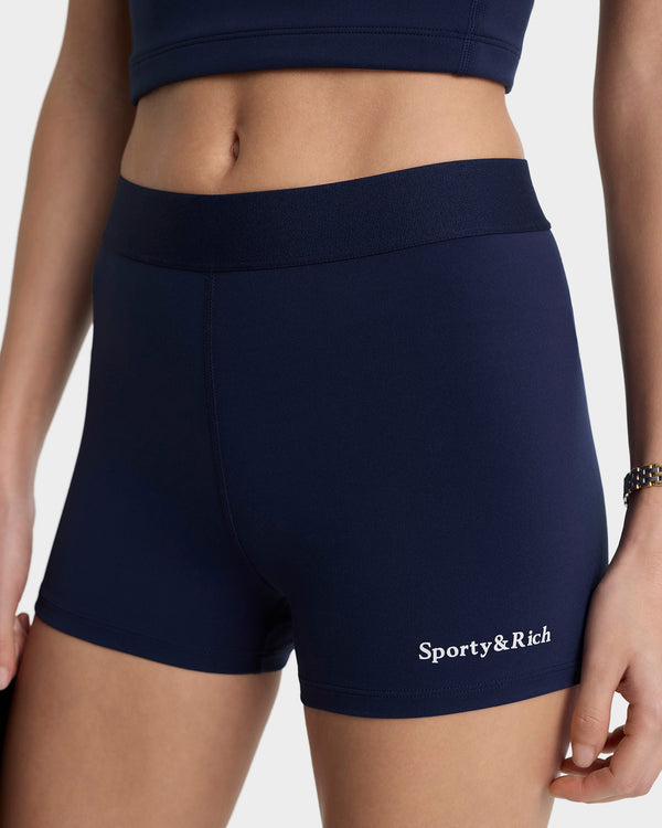 Sporty & Rich Serif Logo Active Short - Navy/White