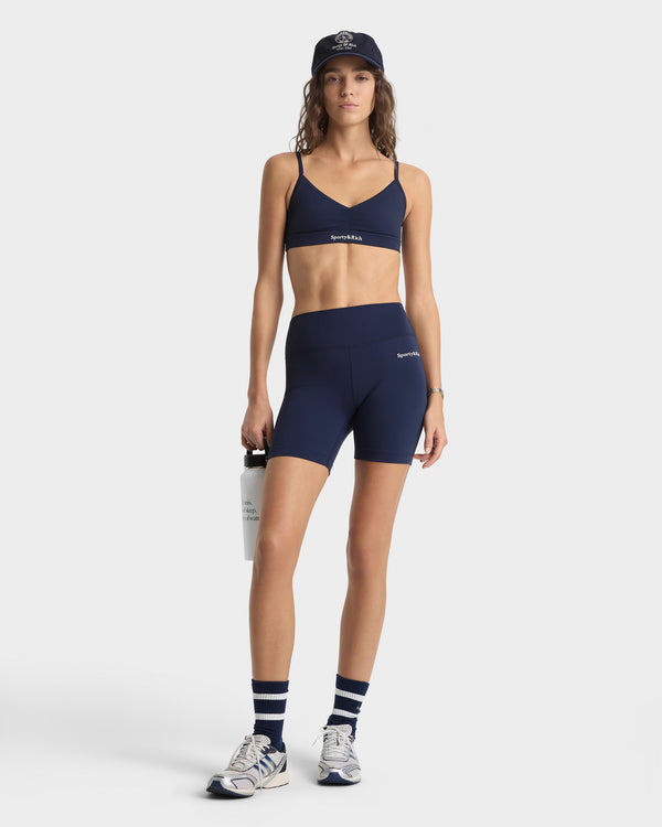 Sporty & Rich Serif Logo Biker Short - Navy/White